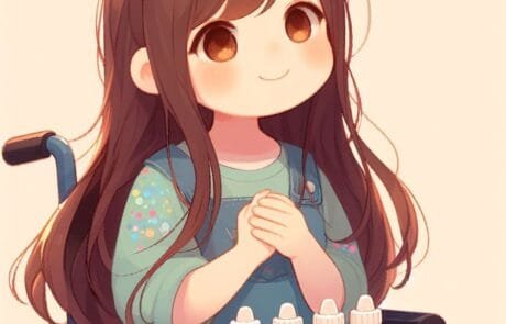 Ilustración del capítulo: Carolina sonríe ante cuatro frascos de purpurina de colores.