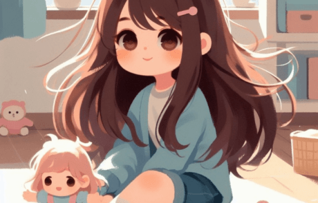 Ilustración del capítulo: Carolina juega sentada en el suelo de su habitación con una muñeca.